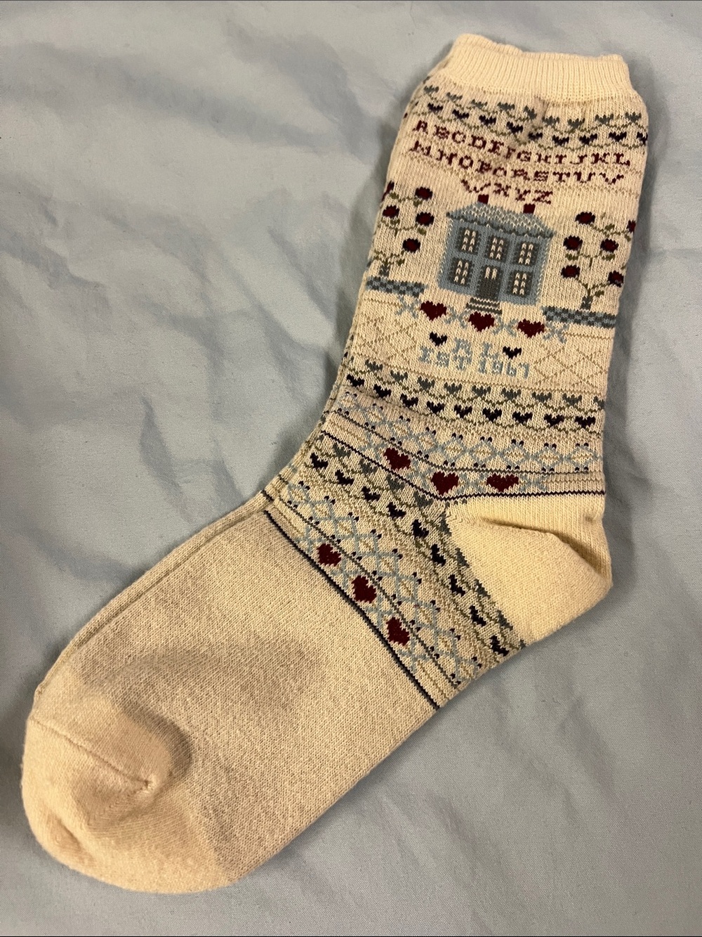 Vintage Ralph Lauren Handknit ABC House Patterned Tall Crew Socks RARE Collector